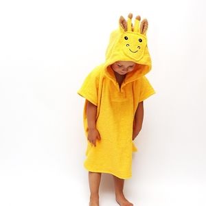 Personalized Kids Hooded Terry Bathrobe towel For Boys and Girls, Giraffe.